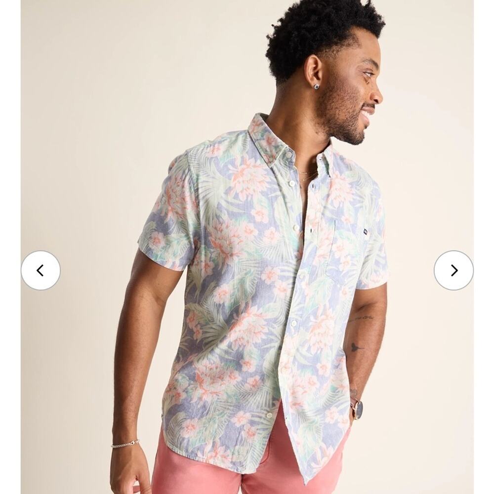 Chubbies Tropical Floral Resort Weave Friday Short Sleeved Button Down Shirt XXL